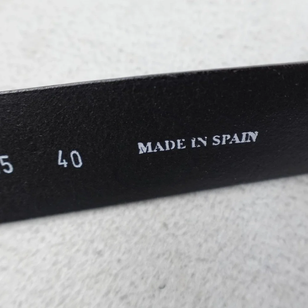 Mezlan Leather Belt Mens 40 Black Embossed Silver Buckle Designer Spain